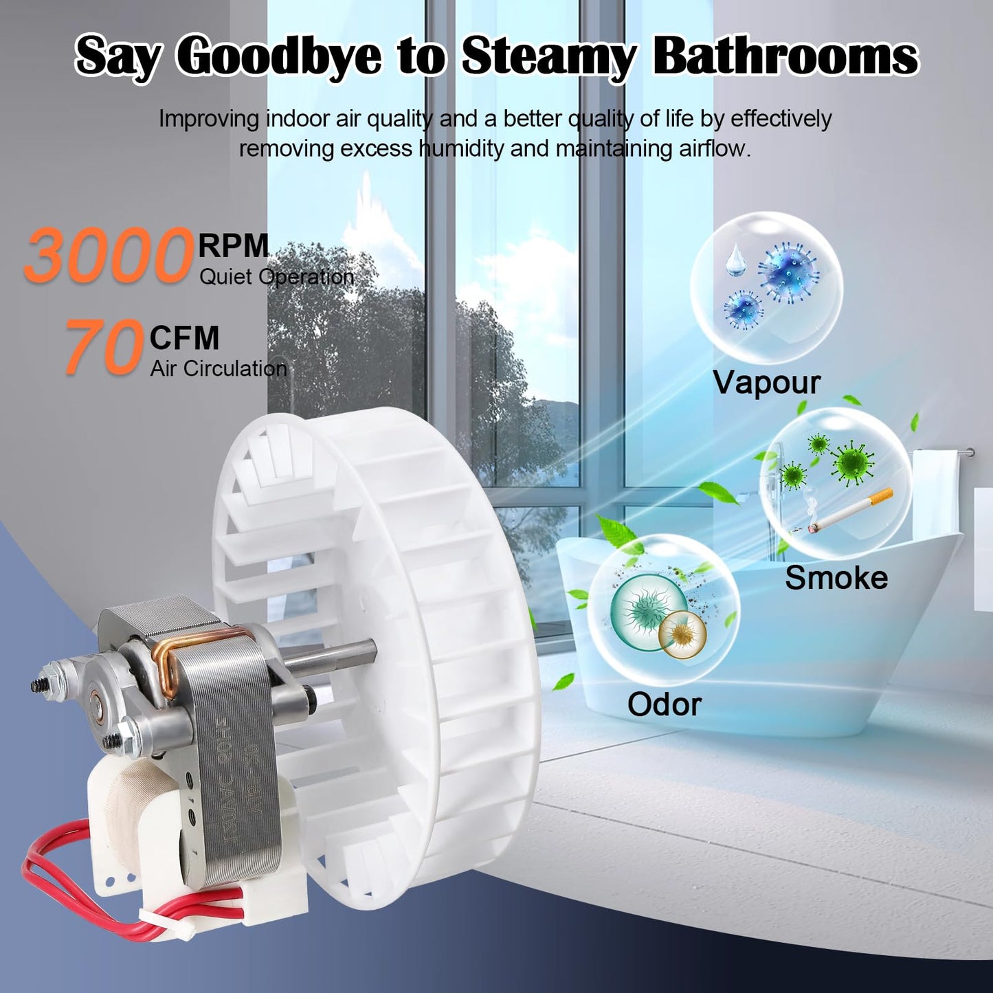 Hiorucet 87546000 B-Unit Motor Assembly for Broan Nutone 769RFT B Unit, 769RF, V769RF Ventilation Fans, S87546000 Bathroom Exhaust Fan Motor Replacement Kit for Broan Nutone Model, 70 CFM, 120 Volt.