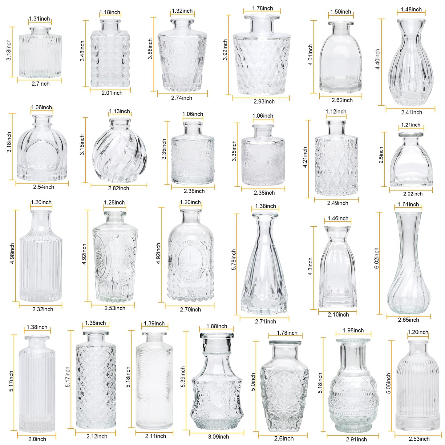 Brajttt Glass Bud Vase Set of 32 pcs,Bud Vases in Bulk,Small Vases for Centerpieces, Mini Flower Vase Bulk for Rustic Wedding Home Table Decorations