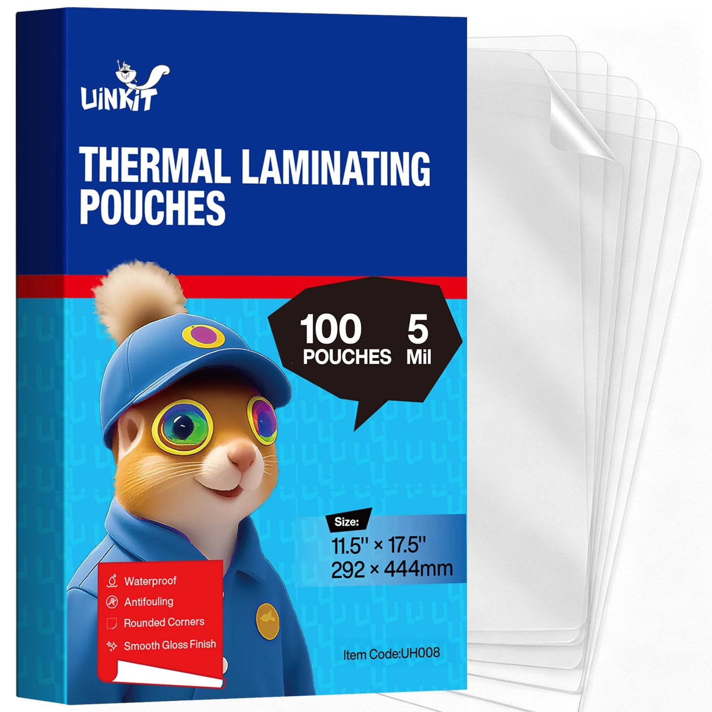 Uinkit 5Mil Heavy-Duty 100 Pack Menu Laminating Pouches, 11.5"x17.5" Sheets for 11x17 Menu, Crystal Clear Thermal Laminating Paper for Restaurant, Cafe, Bistro - Round Corner, Bubble-Free