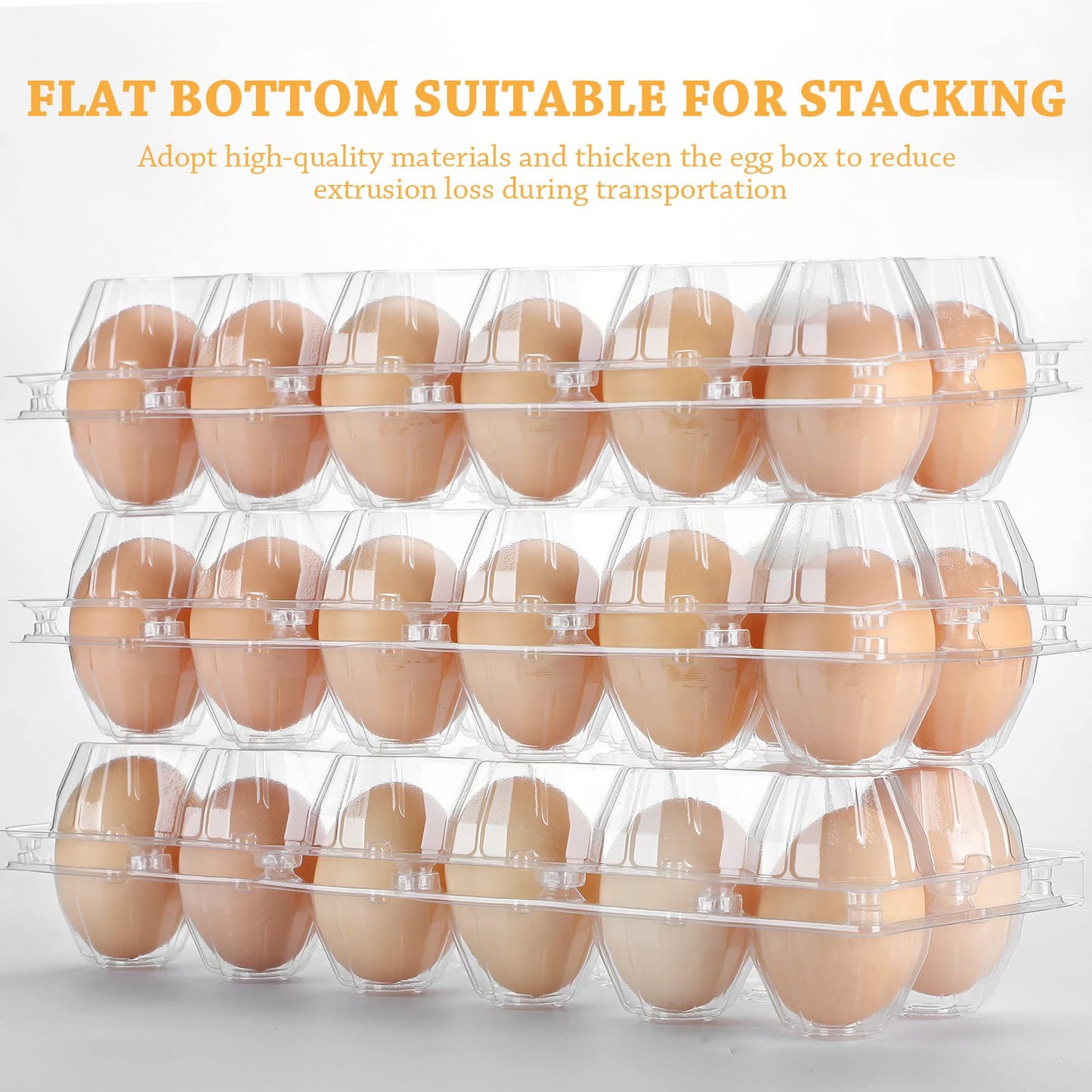 Tanlade 100 Pcs Plastic Egg Carton, 12 Grids Clear Chicken Egg Tray Disposable Plastic Holder Empty Container for Farm Refrigerator Fresh Storage