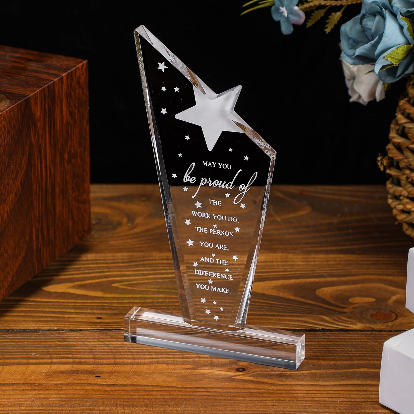 Bucherry 10 Pcs Employee Appreciation Awards for Coworker Acrylic Thank You Trophy May You Be Proud of The Work You Do Sign Prizes Retirement Goodbye Farewell Gift for Women Men(Stylish)