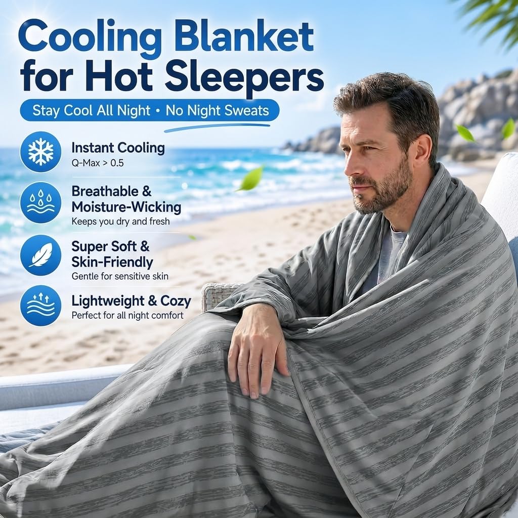 Guohaoi Cooling Blanket (90"x108"King Size) for Hot Sleepers,Absorbs Heat to Keep Body Cool for Night Sweats,100% Oeko-Tex Certified Cool Fiber,Breathable,Comfortable,All-Season.