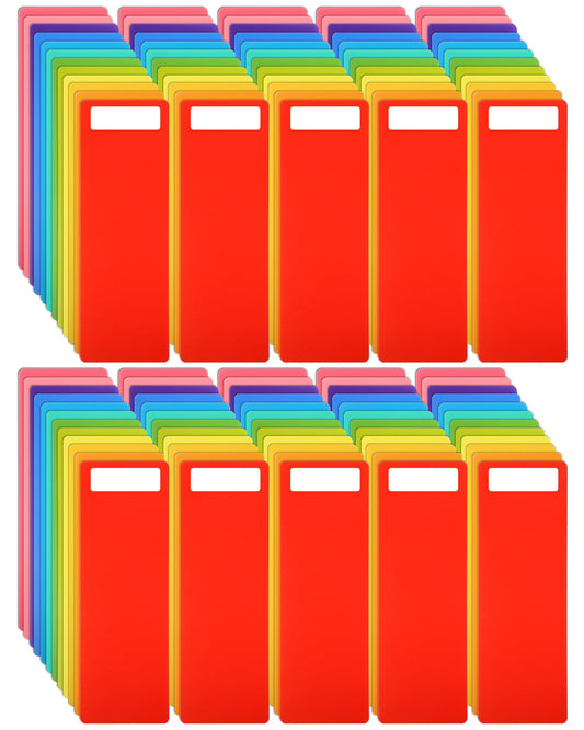 TaoBary 120 Pcs Library Book Dividers with Stickers 4 x 12 Inch Library Shelf Marker Assorted Color Comic Book Markers Plastic Dividers to Organize Home Teaching Supplies, 12 Colors