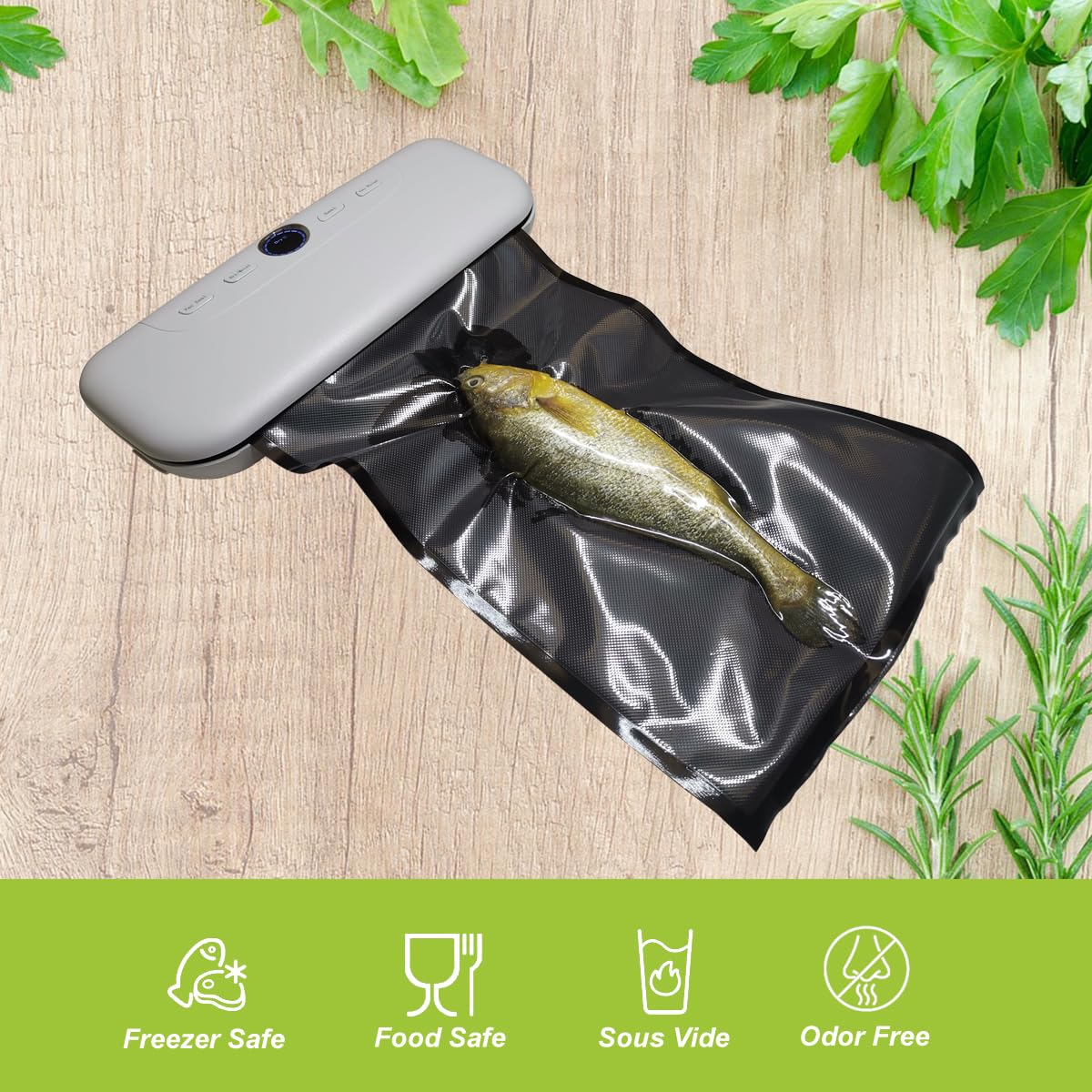 EDYCARX 11" x 50' (Total 100 Feet) Vacuum Seal Bags Black and Clear, Vacuum Sealer Bags for Food Storage, Heavy Duty Commercial Grade 5 Mil Vacuum Bags, 2 Rolls