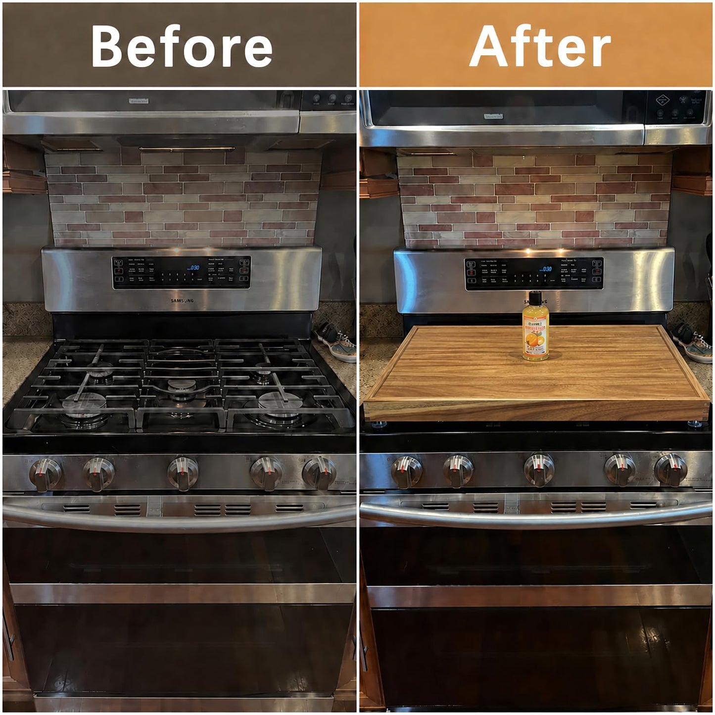 YUHFERA Stove Cover Board for Gas Stovetop - 30" x 22" Noodle Board Electric Stove Cover for RV Stove Top, Extra Countertop Space for Kitchen Stovetop（Acacia）