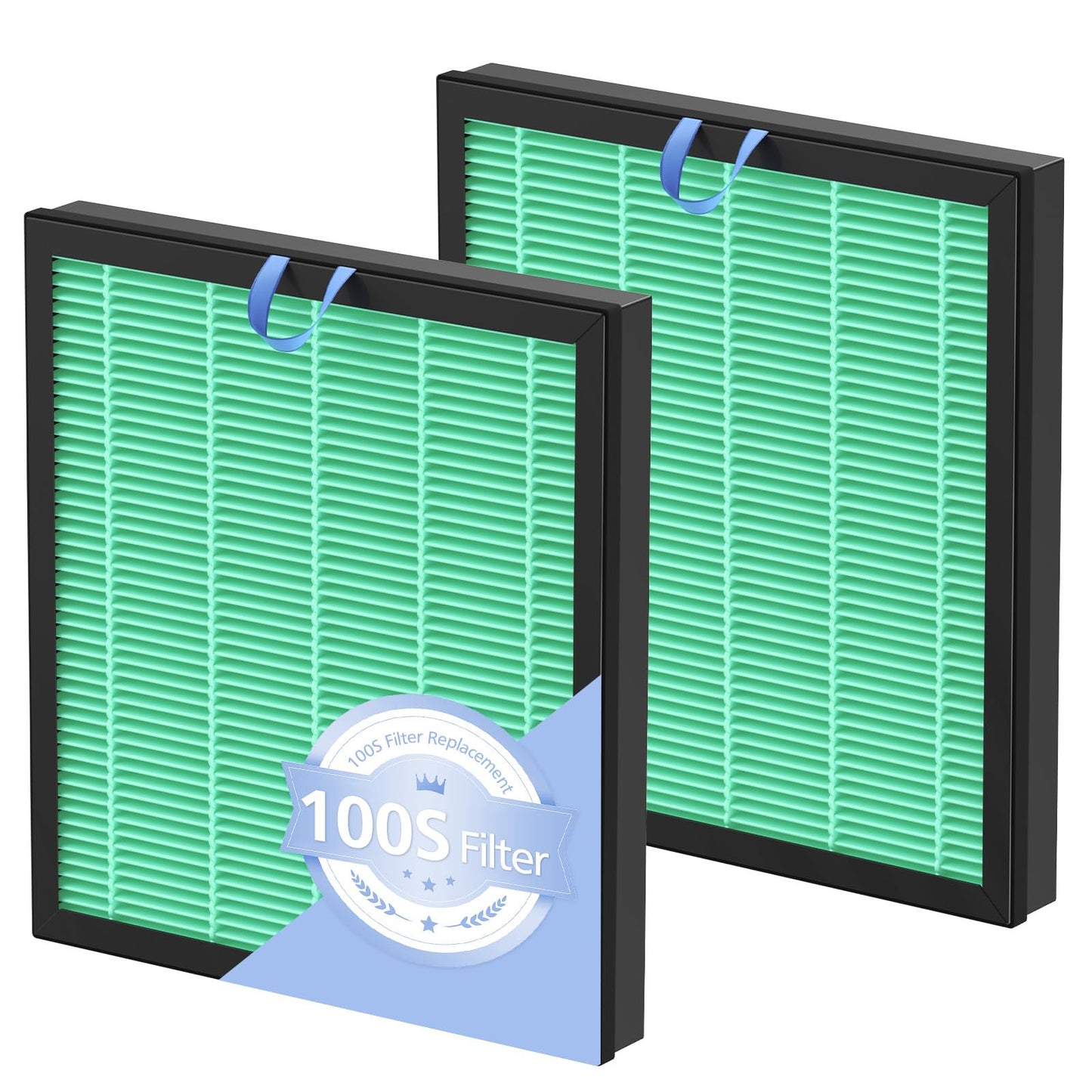 2 Pack Vital 100S Toxin Absorber Replacement Filter for LEVOIT Vital 100S Air Purifier, 3-in-1 Vital 100S Hepa Filter with Activated Carbon Filter, Replace Part #Vital 100S-RF-TX, LRF-V102-YUS, Green