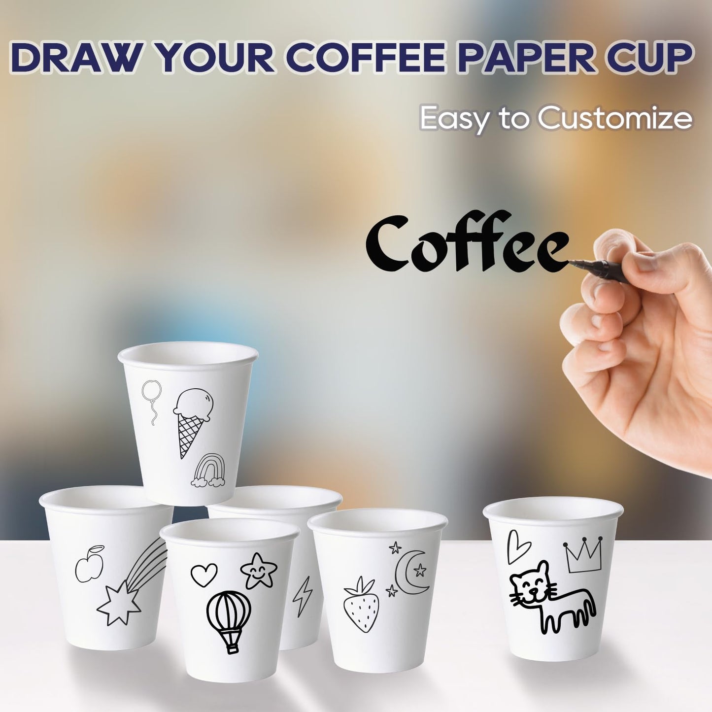 LITOPAK 1000 pack 5 oz Paper Coffee Cups, White Small Espresso Paper Coffee Cups for Office, Home, Party, and Events