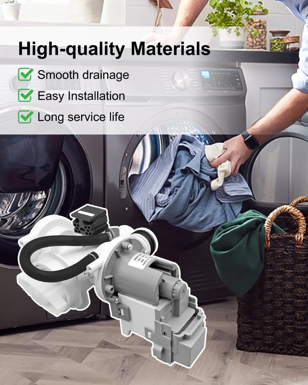 Upgraded DC97-20621A DC97-17999N Washer Drain Pump Compatible with Samsung WF45B6300AC, Replace DC31-00187A PX3516-01 AP6807020 PS12592830 EAP12592830 495963 Washing Machine Drain Pump Motor