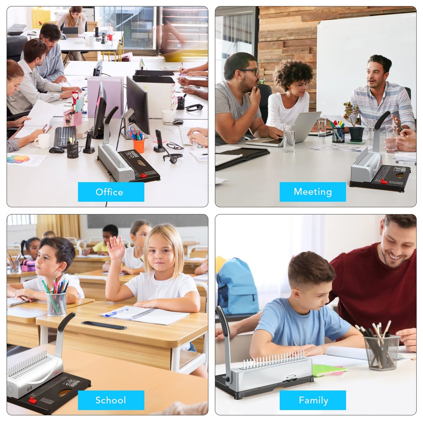 MAKEASY Binding Machine, 21-Hole, 450 Sheets, Comb Binding Machines with 1 Box Comb Bindings Spines, Comb Binder for Letter Size, A4, A5 Paper