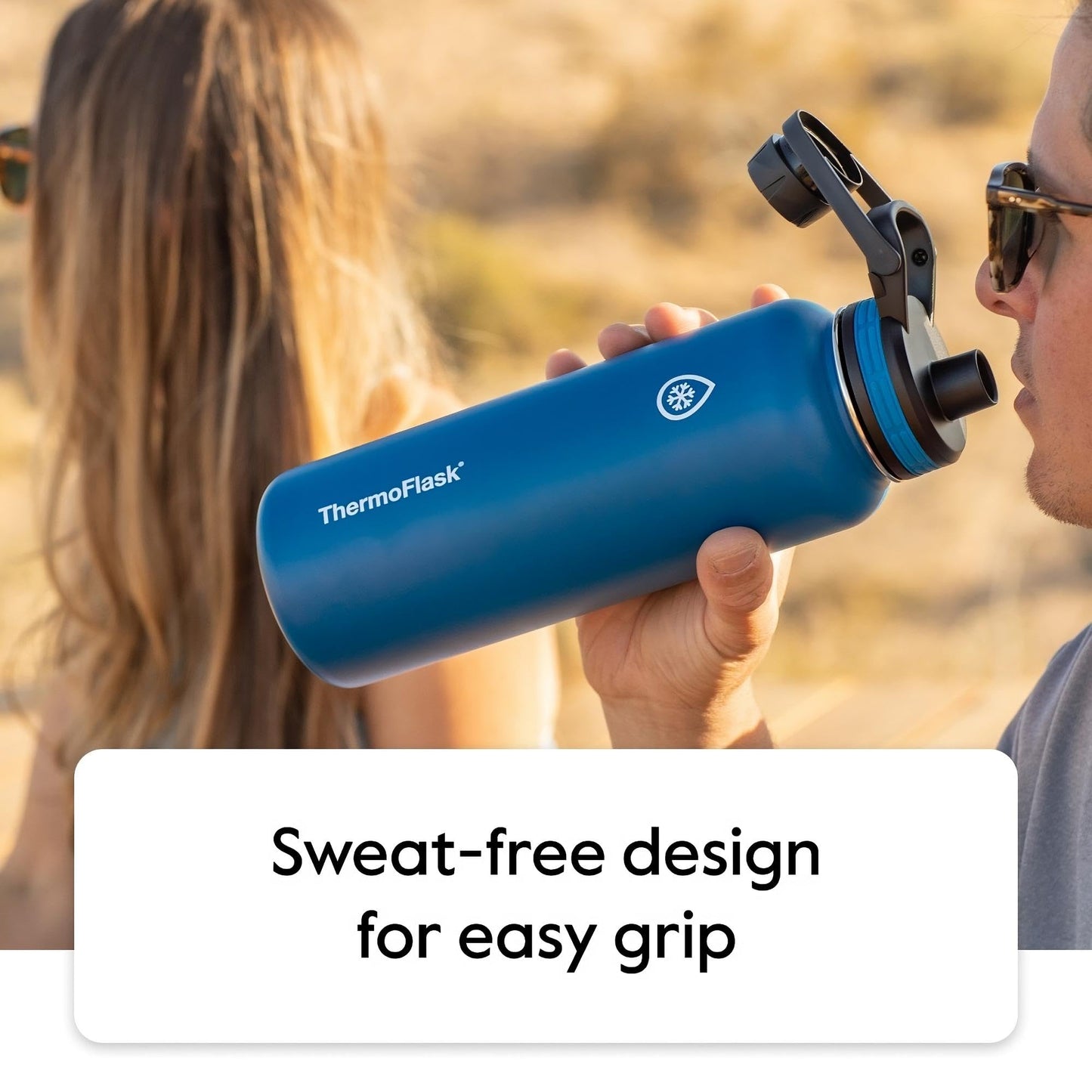 ThermoFlask 40 oz Double Wall Vacuum Insulated Stainless Steel Water Bottle - Reusable with Leakproof Chug & Straw Lids - Keeps Drinks Cold 24 hr/Hot 12 hr - Easy Maintenance - Gym/On-the-Go, Cobalt