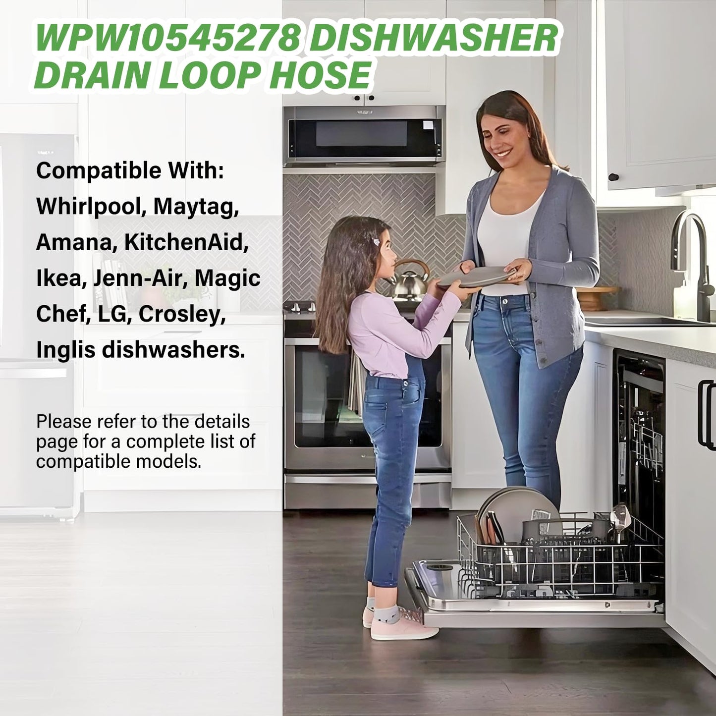 WPW10545278 Dishwasher Drain Loop Hose With Check Valve Compatible With Whirlpool, Replacement W10137608 W10193583 W10195750 W10418848 W10418849 W10481093 W10545278 W10688890 WPW10545278VP 3527803