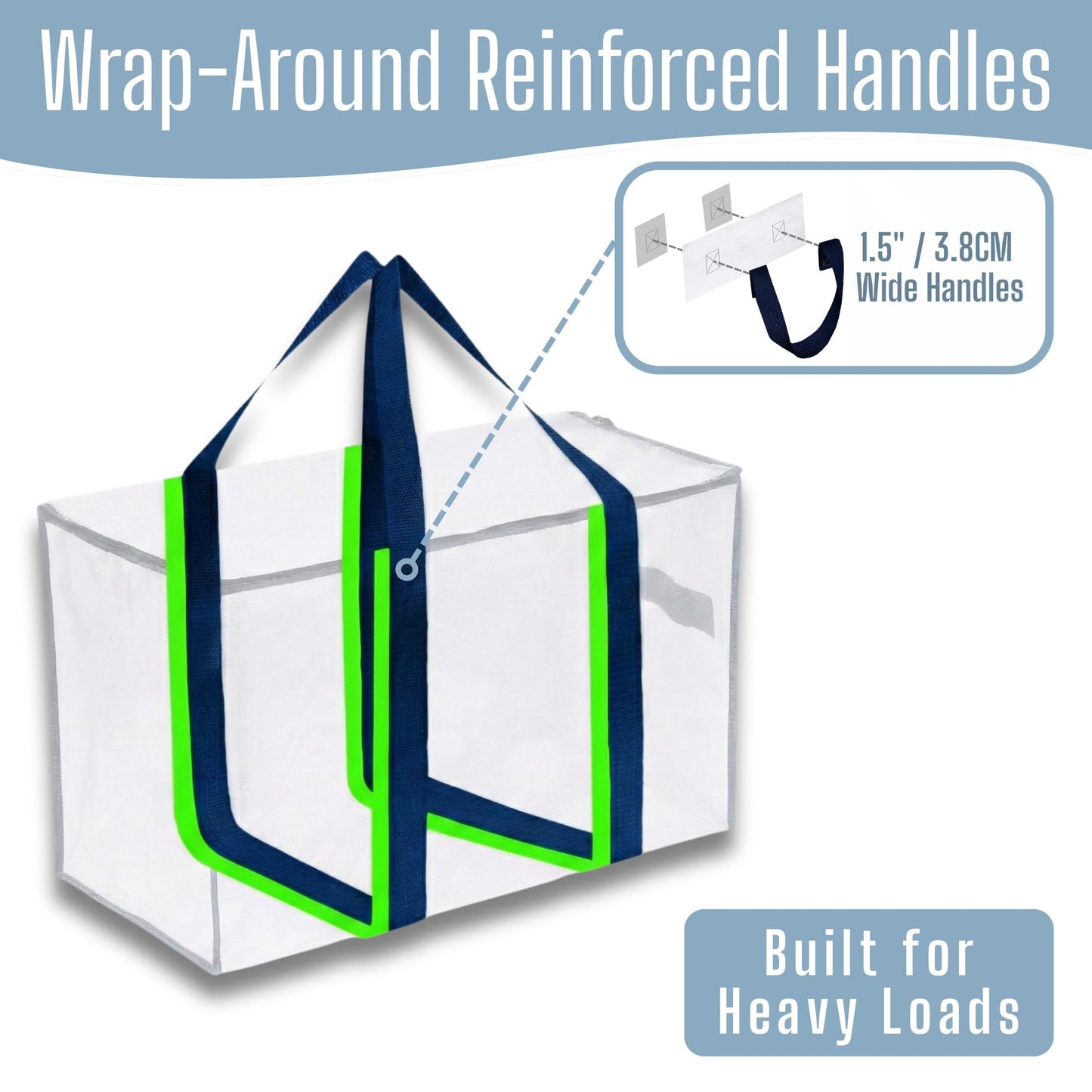 VENO 6 Pack Heavy Duty Moving Bags, Extra Large Storage Bags with Reinforced Handles & Strong Zippers, Foldable & Reusable Moving Box Alternative for Clothes & Dorm Storage