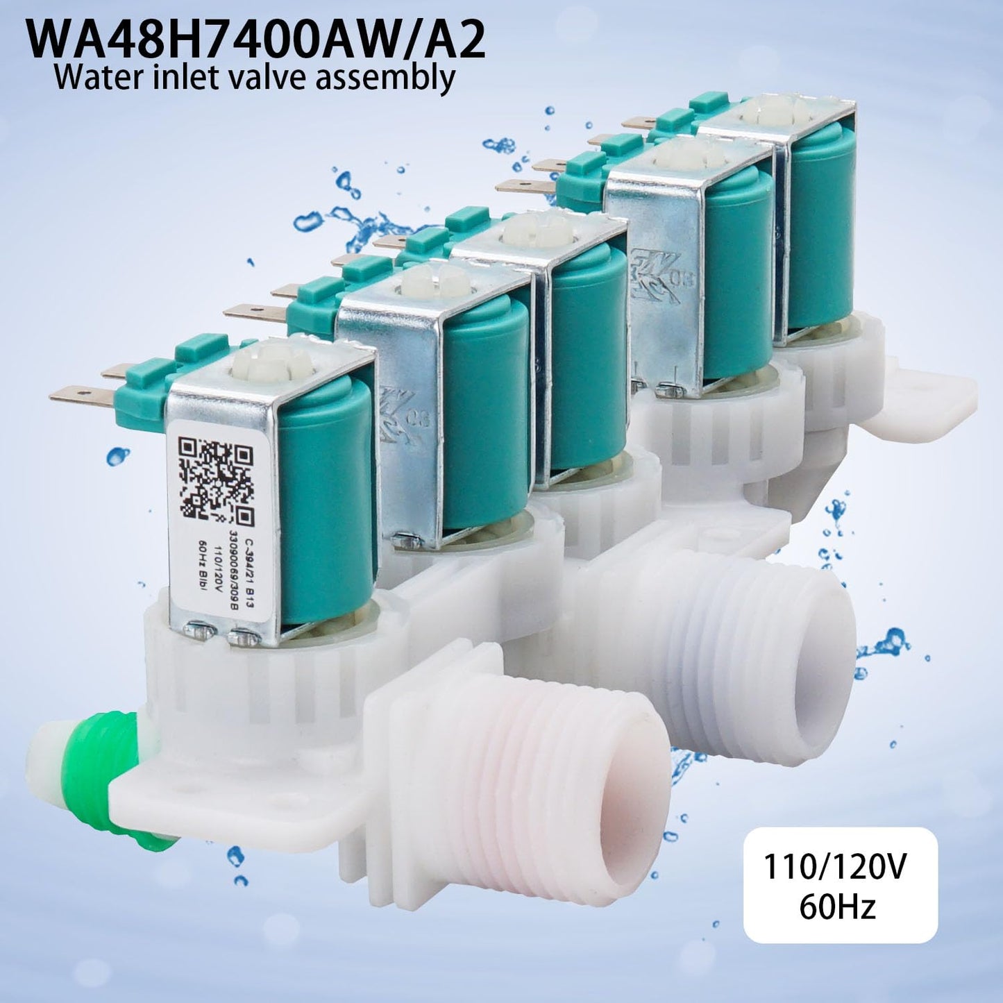 Water Inlet Valve Assembly Compatible With Samsung Washer WA48H7400AW/A2 WA48H7400AP/A2 WA48J7700AW/A2 WA45H7200AW/A2 WA45K7600AW/A2 WA45K7600AW/AA WA456DRHDSU/AA