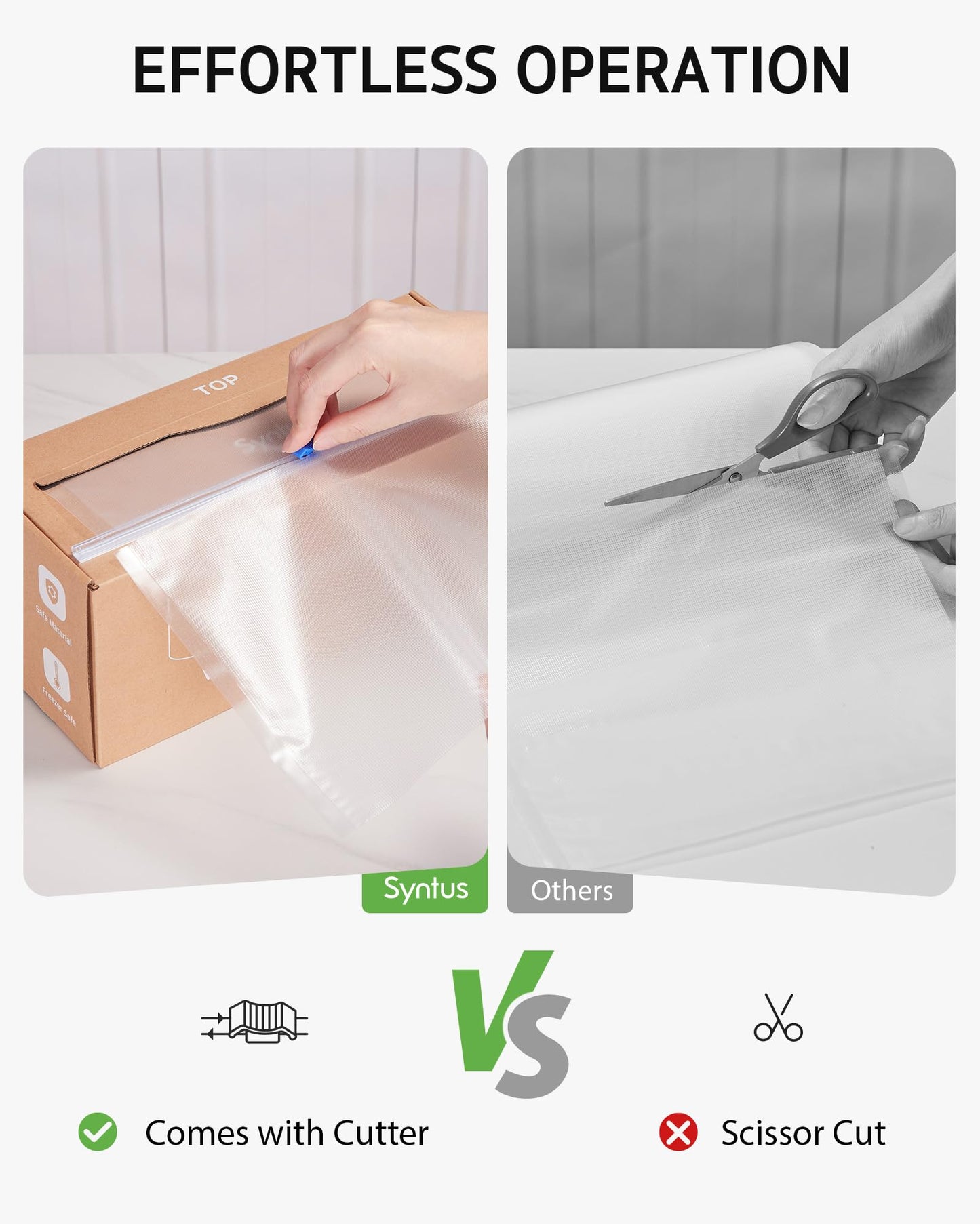 Syntus 11" x 150' Vacuum Sealer Bags for Food with Cutter, Vacuum Sealer Bags Roll Keeper BPA-free Heavy-duty Commercial Grade for Food Storage, Meal Prep and Sous Vide