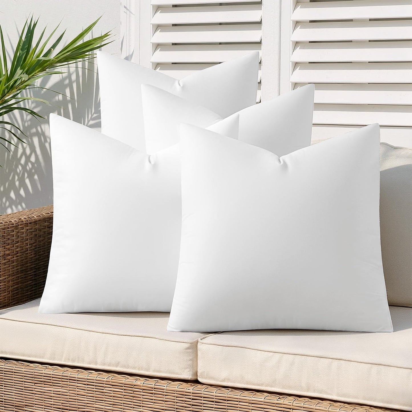 MIULEE Outdoor Pillow Inserts 18x18 Pack of 4 Waterproof Throw Pillow Inserts Decorative 100% Virgin Fibers Filling for Patio Sofa Couch