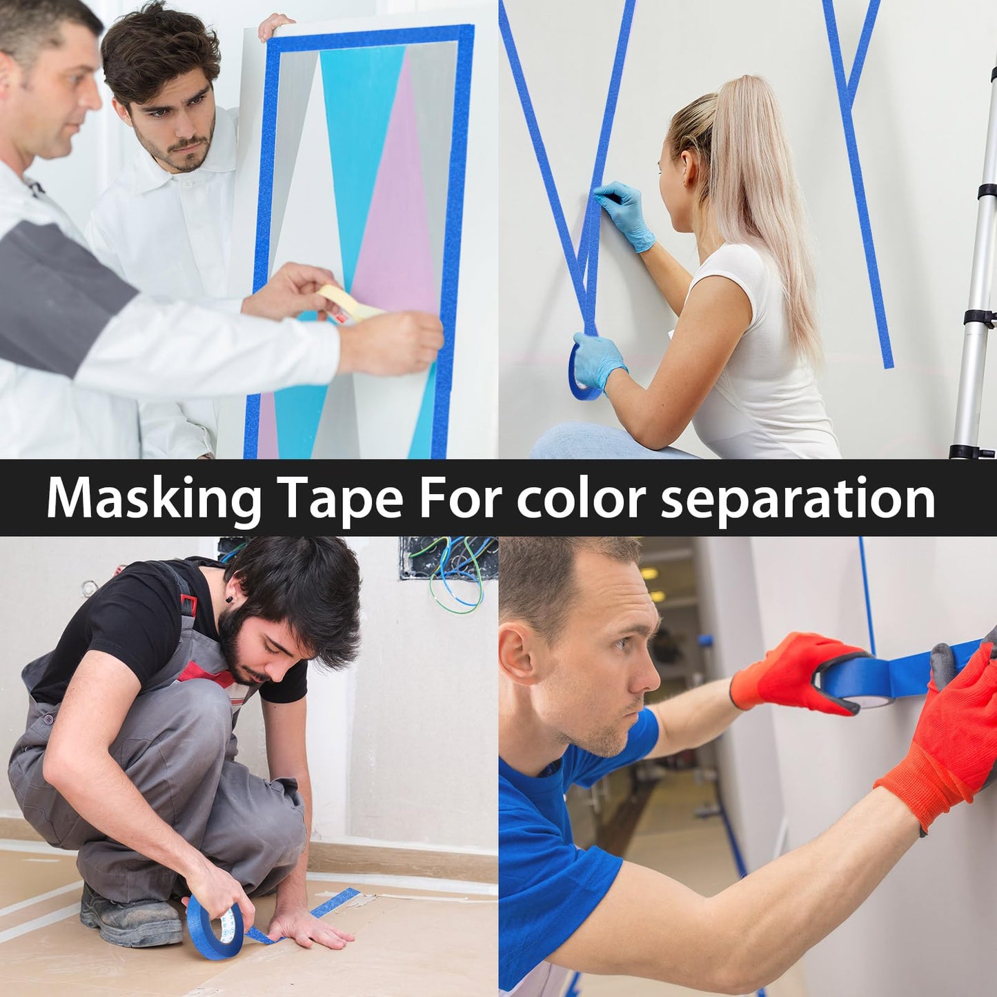 Leelosp Masking Tape Bulk 3/4 Inch x 55 Yards, General Purpose Masking Tape Paint Craft Painter Artist Multi Use School Classroom Supplies, 1375 Yards Total(Blue)