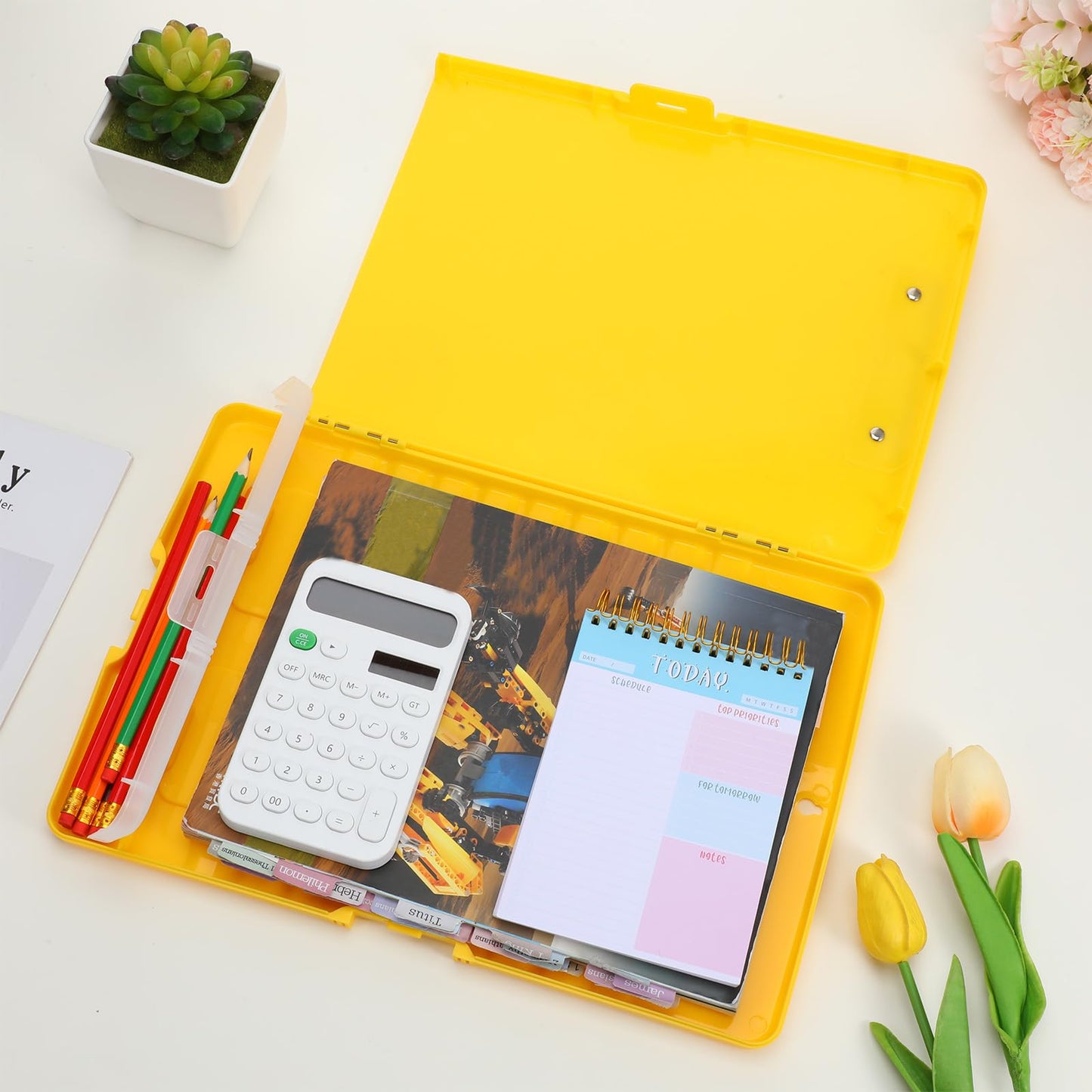 JIEYAO 6 Pcs Heavy Duty Plastic Clipboard with Storage, A4 Colorful Waterproof Clipboards with Pen Holder Side-Opening Nursing Clip Board for Office School Supplies