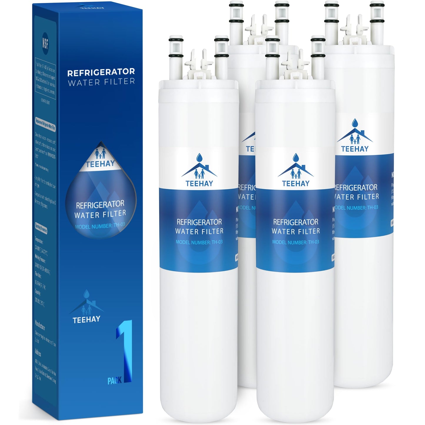 TEEHAY ULTRAWF PureSource Ultra Water Filter, Compatible with Frigidaire FGHB2866PF, FGHC2331PF, FGHC2355PF, FGHF2366PF, FGHS2631PF, Kenmore 9999, 469999, 4 Pack