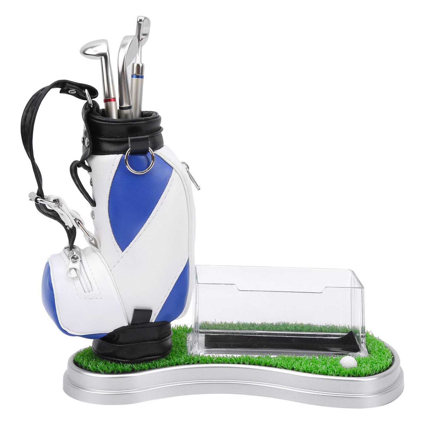 Alomejor Office Desk Golf Bag Pencil Holder with Golf Pens Business Card Box Base for Golf Souvenirs Gifts