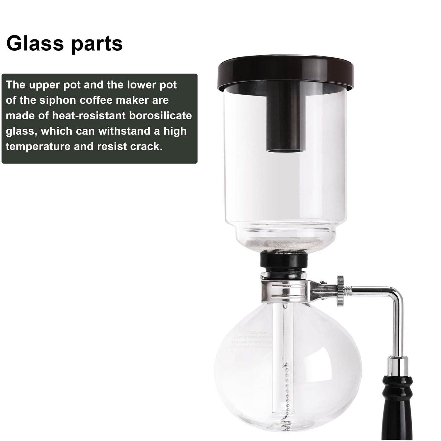 LUEUR Siphon Coffee Maker, Vacuum Coffee Brewer, Heat-Resistant 5-Cup Glass Siphon Coffee Maker with Reusable Cloth Filter, Hot Tea Maker for Home, Household and Office