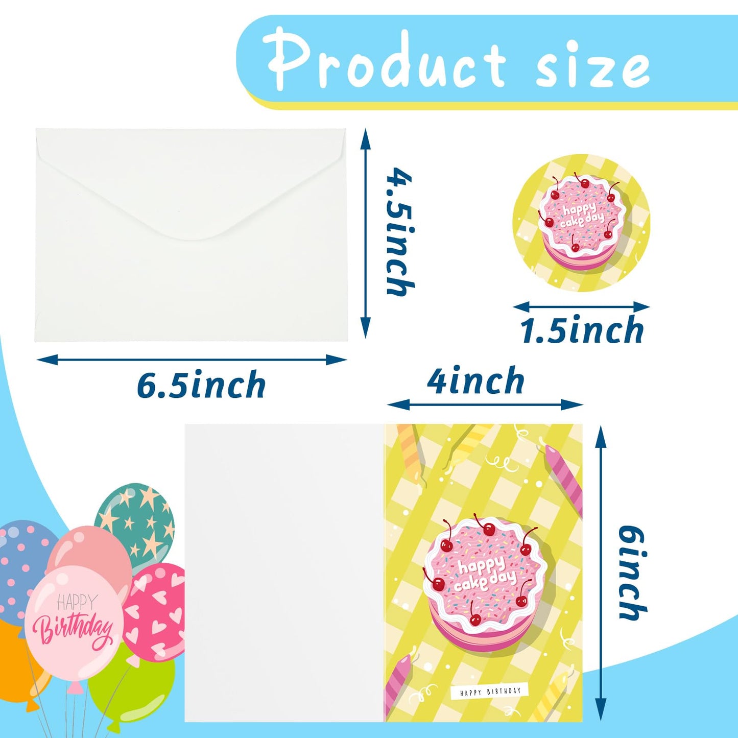 Harloon 200 Pack Happy Birthday Card Assorted Bulk with Blank Envelopes and Stickers 4 x 6 Inches Greeting Blank Happy Birthday Cards for Men Women Adults Kids, 20 Styles(Cute Style)