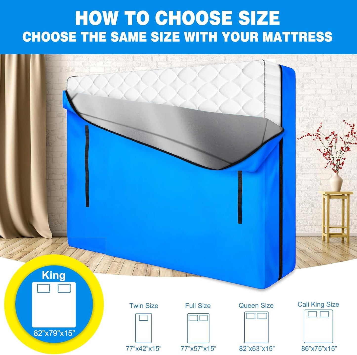 ANALIM Mattress Bags for Moving and Storage, Zippered Mattress Storage Bag with 8 Strong Carrying Handles, Cover Moving Supplies Reusable Mattress Protector (King)