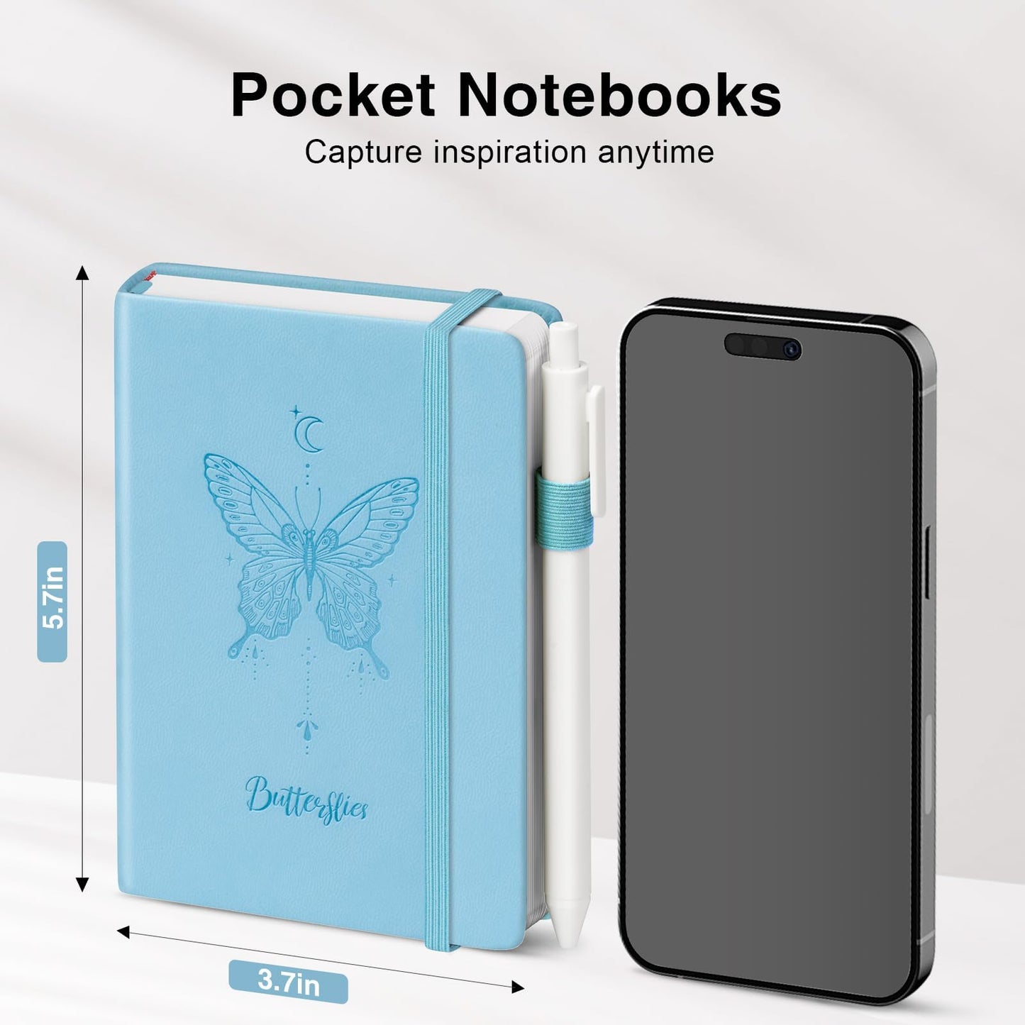 Pocket Small Notebook Journals, 16 Pack (8 Candy Color) Mini Notebook 3.7x5.7 Butterfly Journaling Notebooks for Women Men, Hardcover Lined Note Pads with Pens for Work, Business, Travel Journal, Office Supplies
