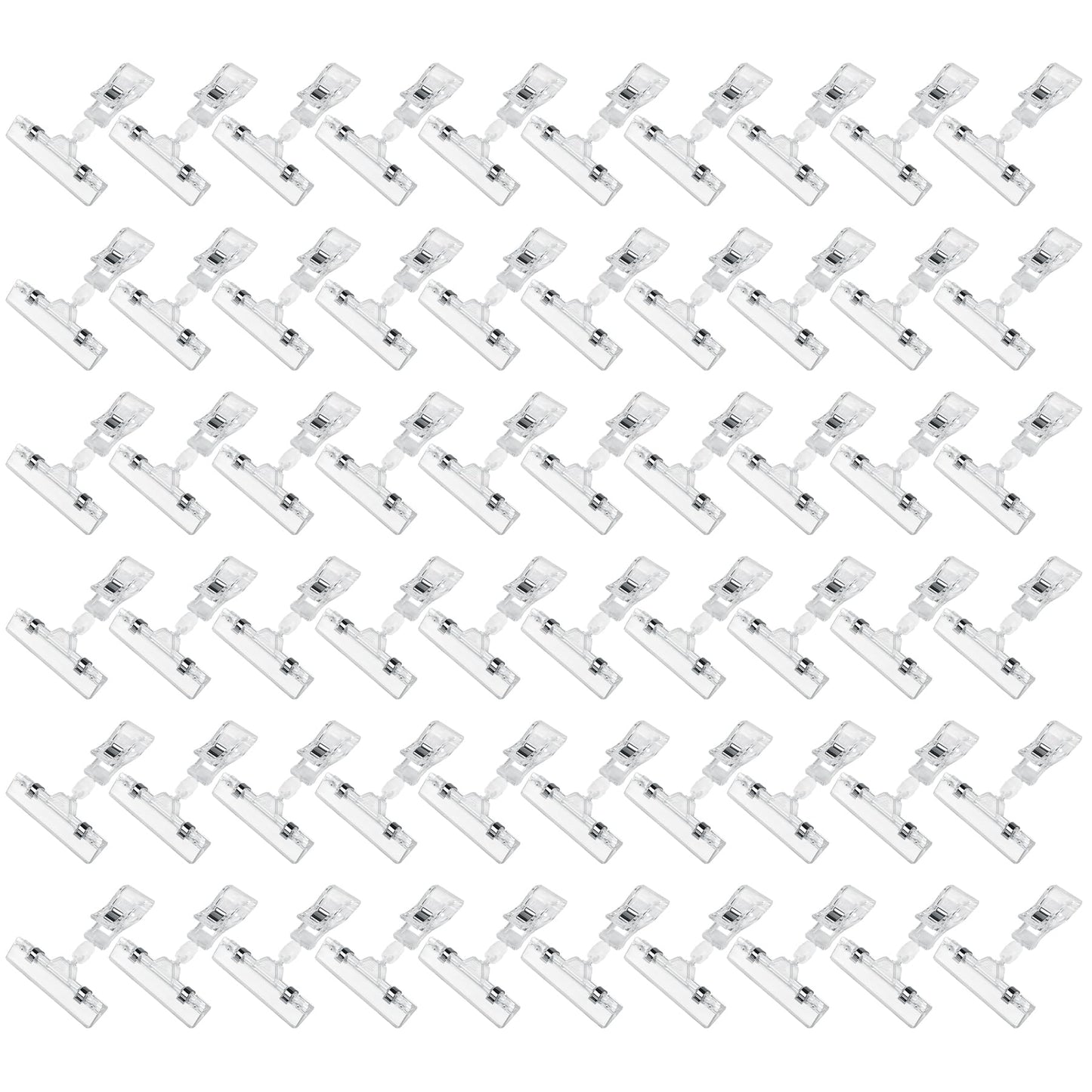 Clear Sign Clips on Merchandise Display 60 Pack Plastic Label Pop Clips on Sign Holder Shelf Double Sided Swivel Price Tag Clips on Clothing Rack Signs Rotatable Menu Clips for Sale Retail Display