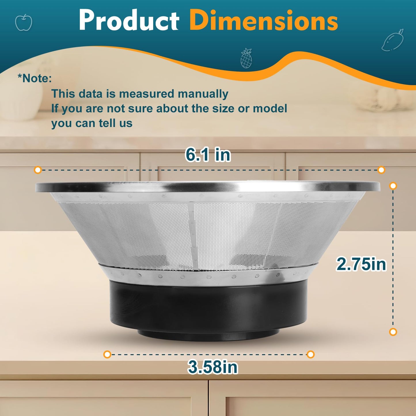 Drkerr BR-1 Mesh Filter Basket Compatible with Models JE95XL, JE98XL, BJE200XL Juicers, SP0010662 Blender Basket Assembly - Ready to Use Mesh Bowl, Upgraded Titanium-coated Blades and Base
