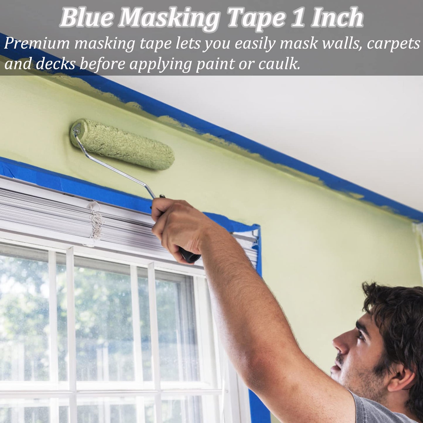 Blue Painters Tape, 20 Rolls Premium Masking Master Tape Painter Tape, Craft Adhesive Paint tape for Walls Painting, DIY Crafts Arts, Scrapbooking, Decoration, 1202yds=20*0.94in*60.1yds, Easy Removal