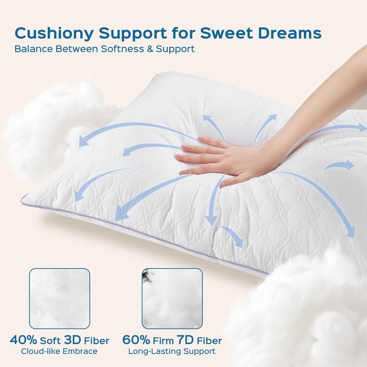 JOLLYVOGUE Pillows King Size Set of 2, Bed Pillow for Side, Back, and Stomach Sleepers, Down Alternative Filled Pillows, Luxury Hotel Quality and Machine Washable, 34" x 17", 2 Pack