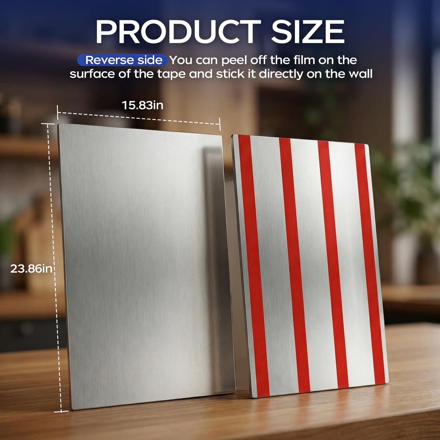 LTSEAME 24" x 16" Stainless Steel Backsplash Panel Hand Dryer Splash Guard Wall Backsplash Protector with Ultra Strength Adhesive for Bathroom, Kitchen, Stovetop
