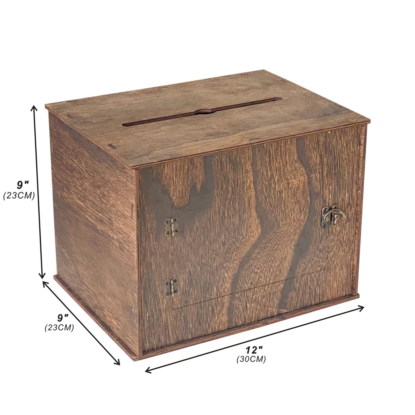 Cregugua Large Card Box 12"x 9"x 9" Rustic Wooden Card box Gifts Card Box for Wedding Birthday Baby Shower Graduation Party