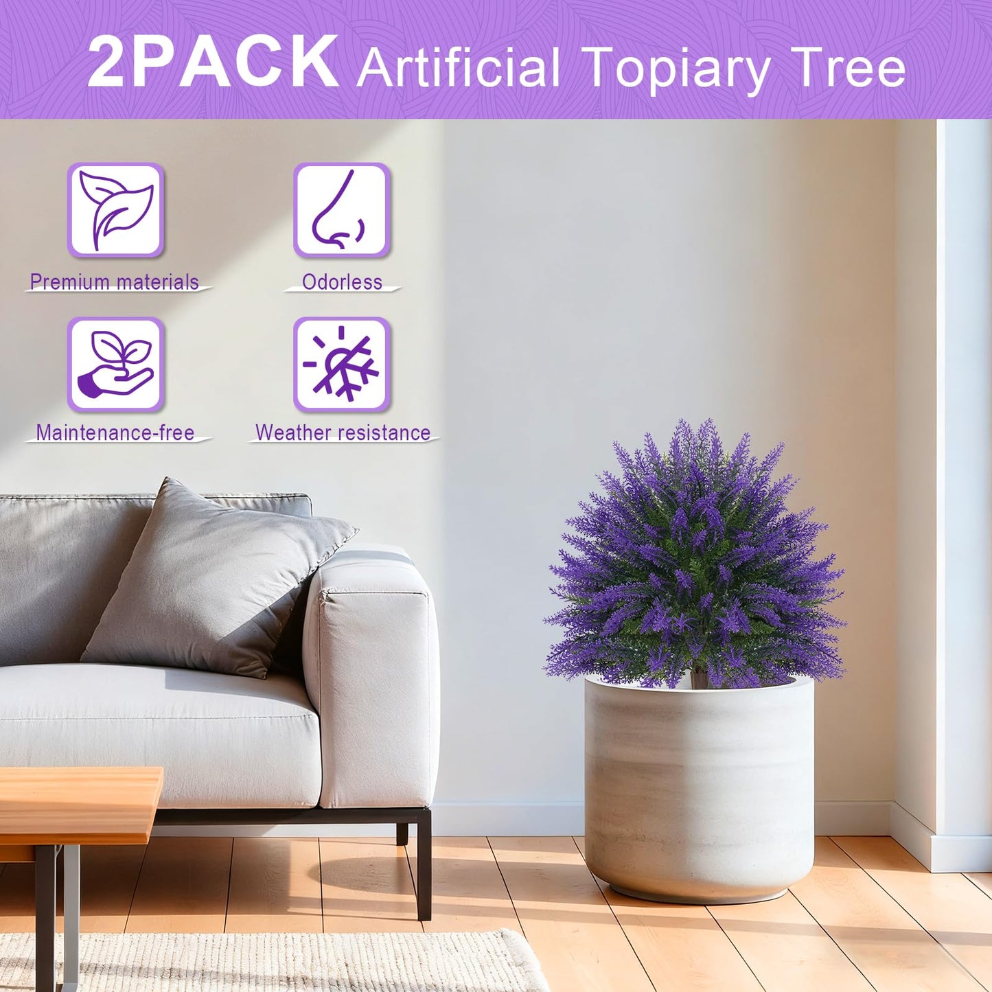 EverNature Artificial Topiary Ball Trees,16'' UV Resistant Fake Evergreen Shrubs Bushes Plants with Ground Spike 2 Set of Fake Plants for Outdoor Indoor Front Porch Garden