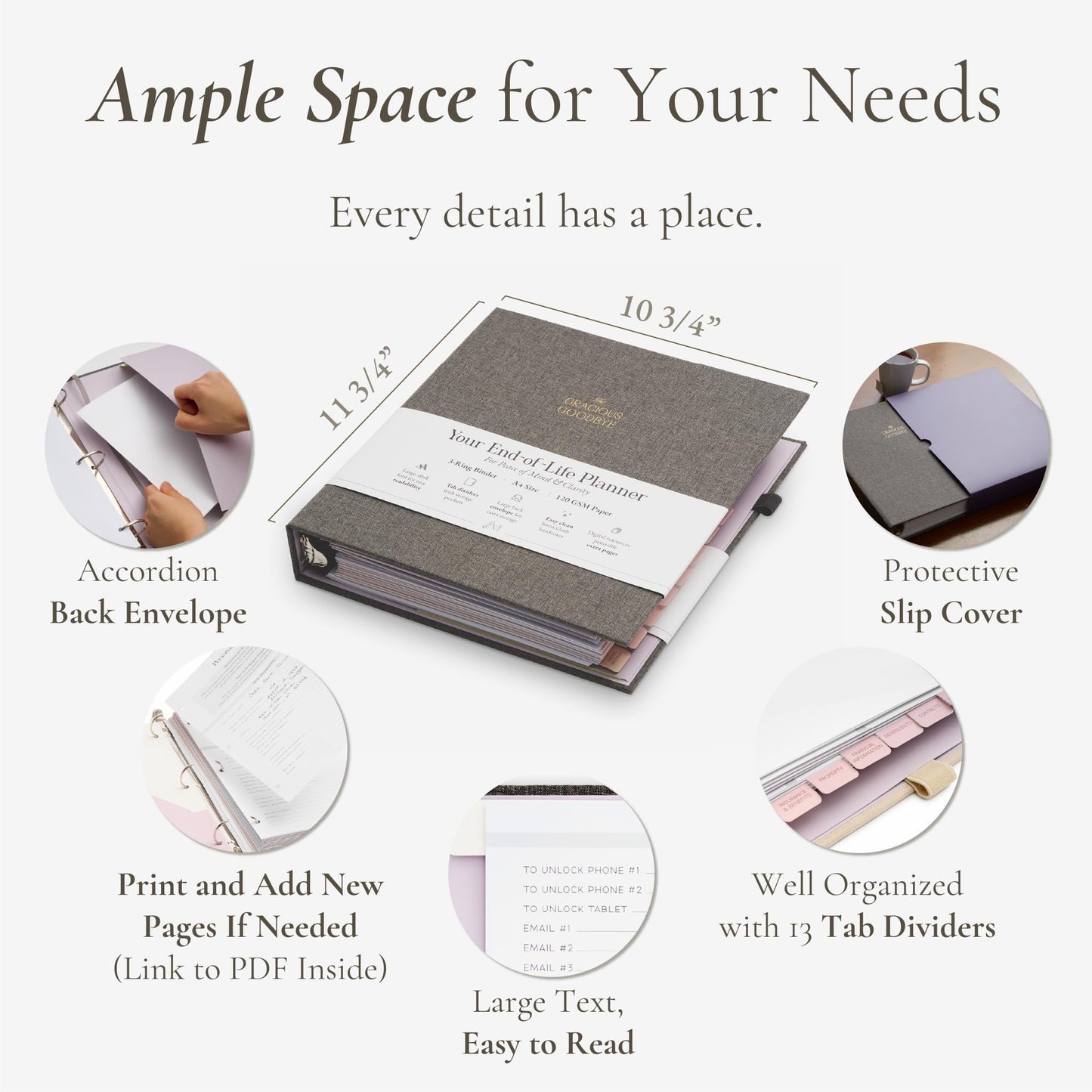 End-of-Life Planner Gracious Goodbye – Thoughtfully Designed Organizer for Final Wishes, Estate Planning, and Family Documents - Merlot