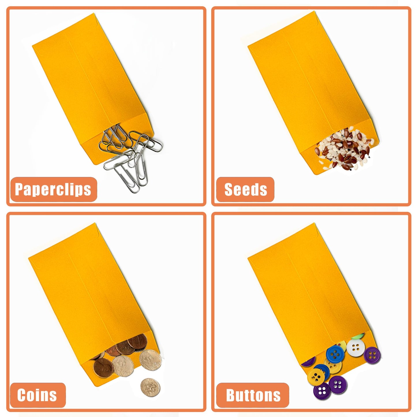 Homrelaxy #1 2400 Pcs Small Coin Envelopes 2.25" x 3.5" with Gummed Flap, Yellow Kraft Mini Envelopes for Storing Keys, Stamps, Seeds, Tips and Small Items (2400)