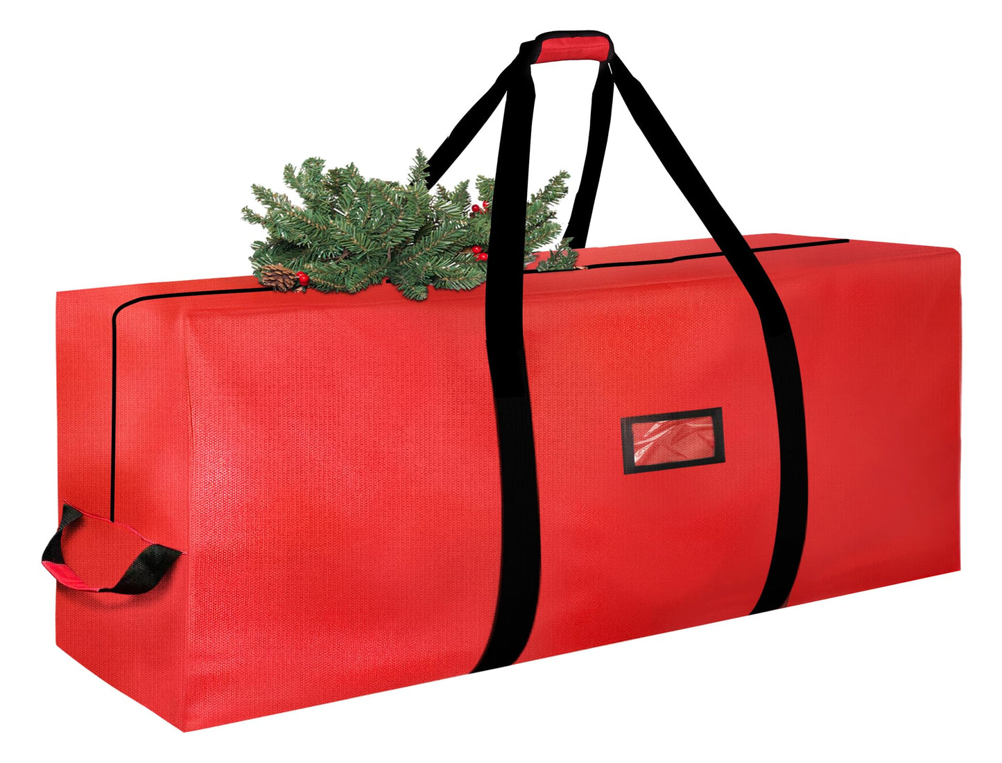 Christmas Tree Storage Bag, 9FT Large Christmas Tree Bag 600D with Reinforced Handles, Heavy Duty 9 Foot Tree Bags for Storage Waterproof Xmas Tree Box, Dual Zippers, Wide Opening, Red