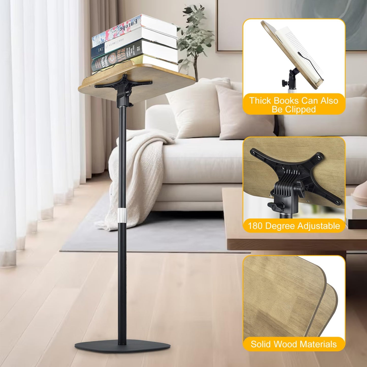 MAKUANG Music Stand for Sheet Music, 4-in-1 Book Holders for Reading Hands Free, Book Stand for Reading, Projector Stand with 180° Rotation Height Adjustable Book Holder Stand for Laptop - 170 cm