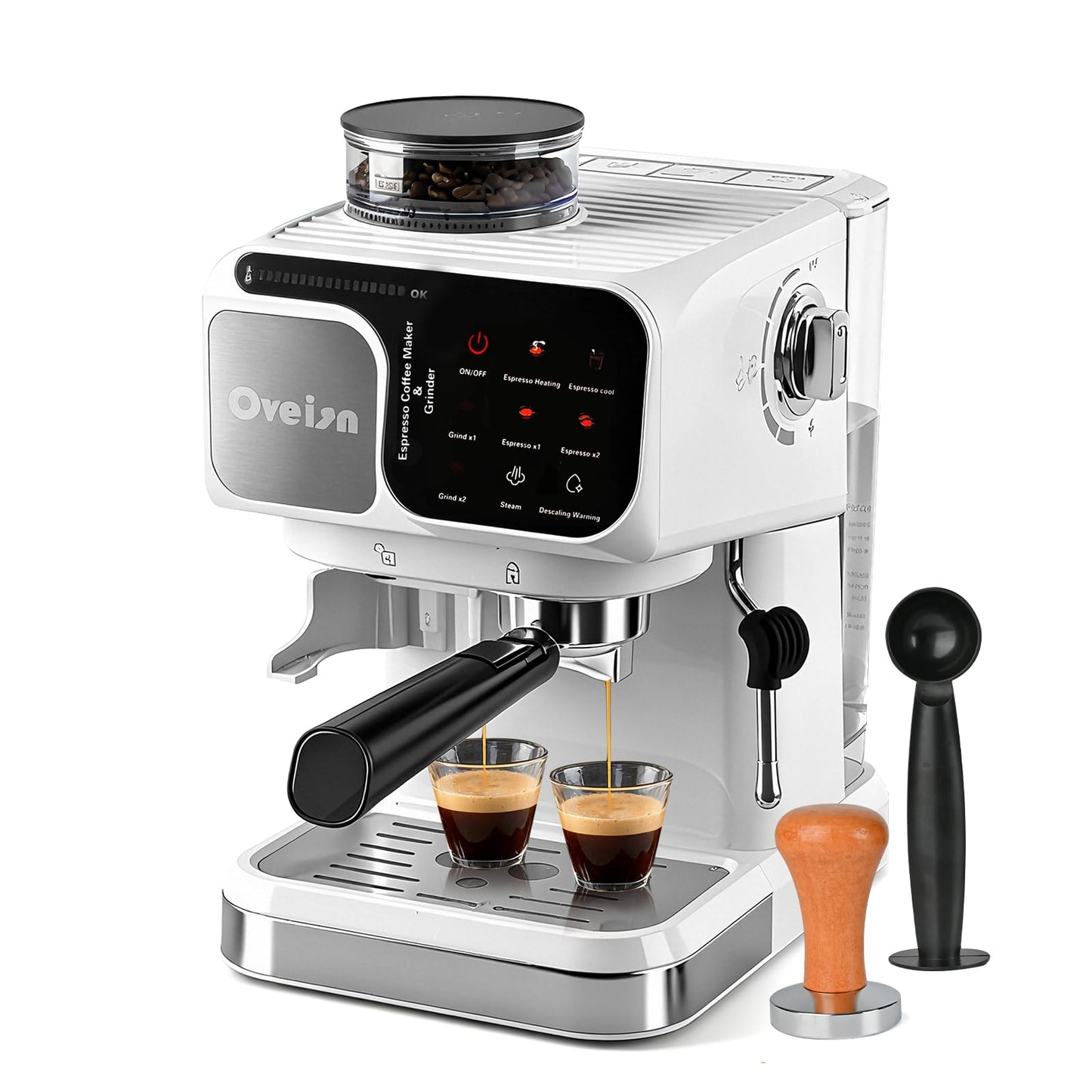 oveisn Espresso Machine Professional Home Espresso Maker Espresso Coffee Fast Heating for Cappuccino/Latte Coffee Machine for Home, Office for Latte Cappuccino-White