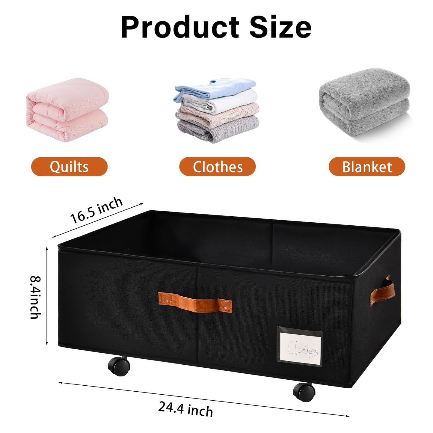 Freebat Under Bed Storage Organizer with Wheels, Underbed Container with Clear Lid Cover, Storage Bag Box with Visiable Window for Clothes, Bedsheet, Pillow, 2 Pack