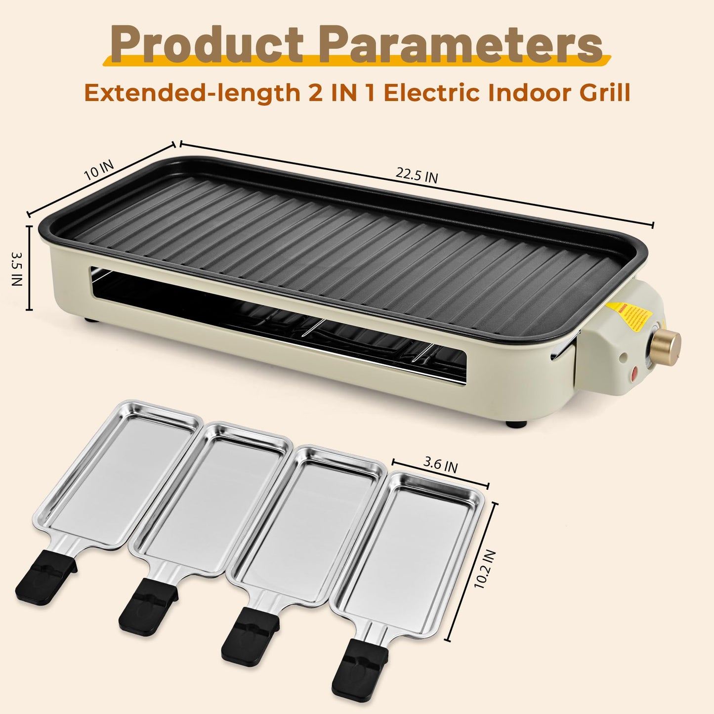 Pukomc Electric Indoor Grill,2 in 1 Indoor Grills for Kitchen with Grill Net & Non-Stick Cooking Removable Plate, Temperature Control, Dishwasher Safe, 1800W Large Smokeless Griddle