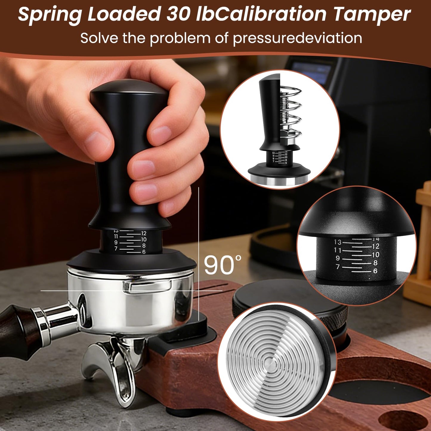 CEILUPY 9 Pack Espresso Tamper Station&Coffee Distributor Tamper&Espresso WDT Stirrer&Coffee Tamping&Brush&Coffee Dosing Funnel&Espresso Puck Screen, Latte Art pen and Towel (54 mm)