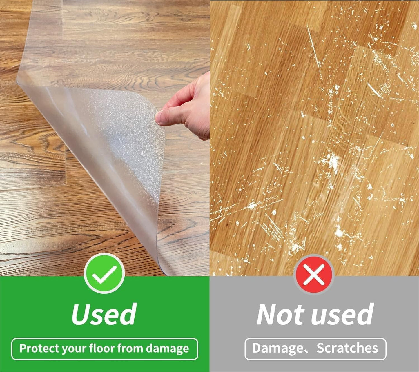 SHAREWIN Office Chair Mat for Hard Floors - 47''×47'',Heavy Duty Clear Wood/Tile Floor Protector PVC Transparent