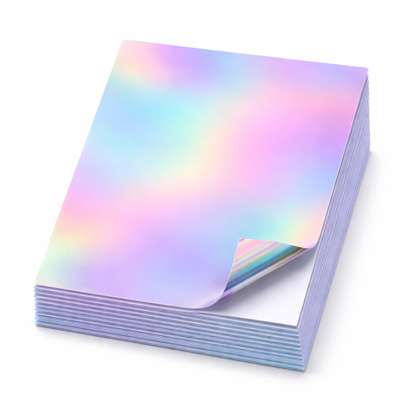 100 Sheets Holographic Sticker Paper 8.5x11 Inch Printable Waterproof Sticker Labels Rainbow Vinyl Sticker Paper for Inkjet or Laser Printer