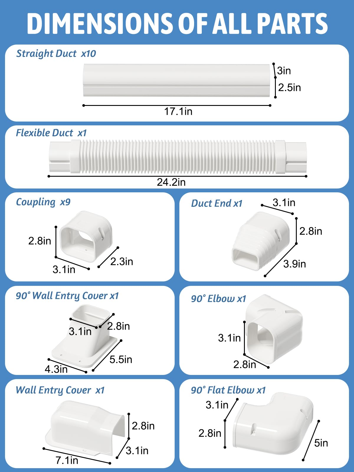 Kalkehay 3" W x 16Ft L Line Set Cover Kit for Ductless Mini Split Air Conditioners, PVC Decorative Cover for Central AC and Heat Pump Systems Tubing Cover