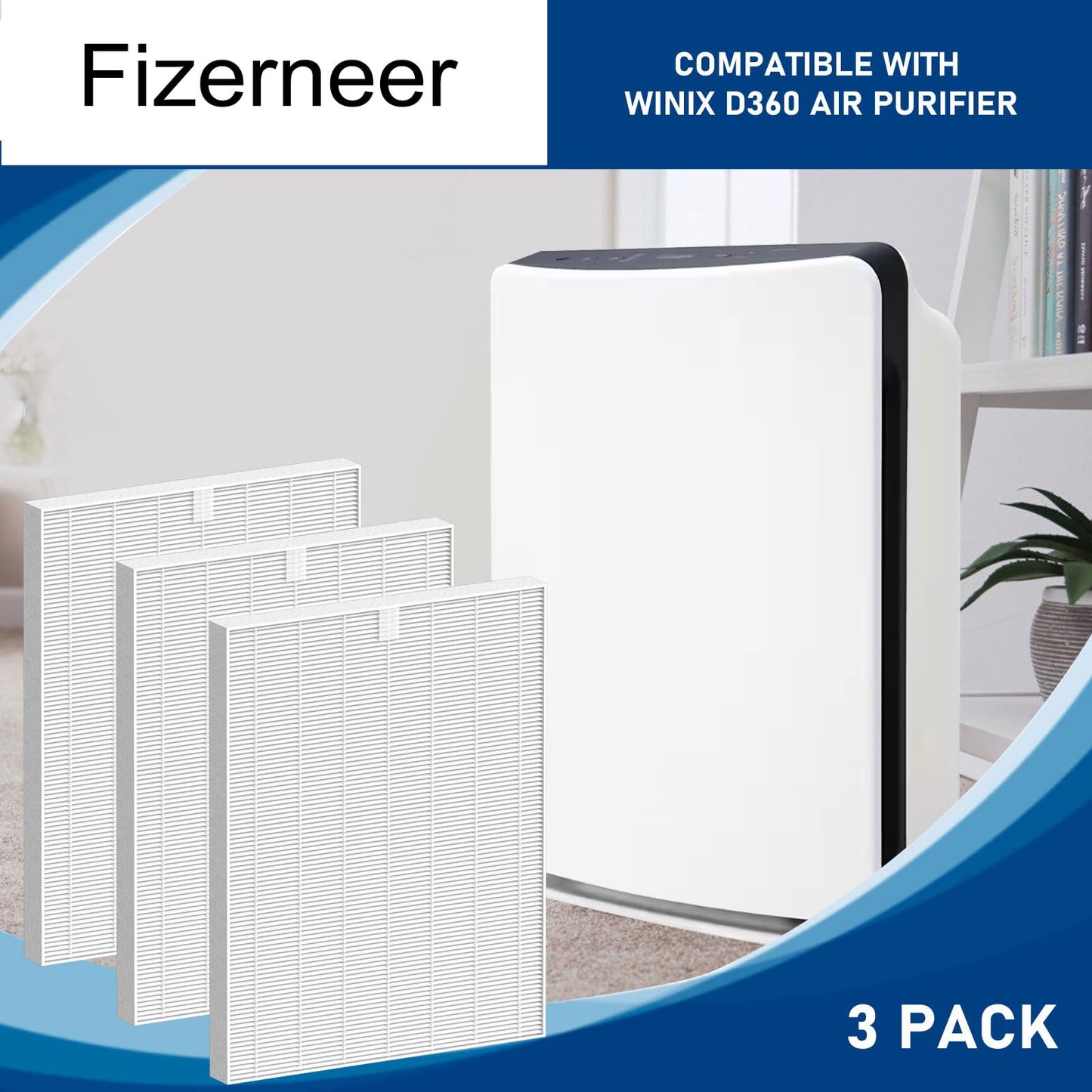 D360 Ture Replacement Filter Compatible with Winix D360 Air Cleaner Purifier, Item Number 1712-0101-02, 3 Ture Filter Only