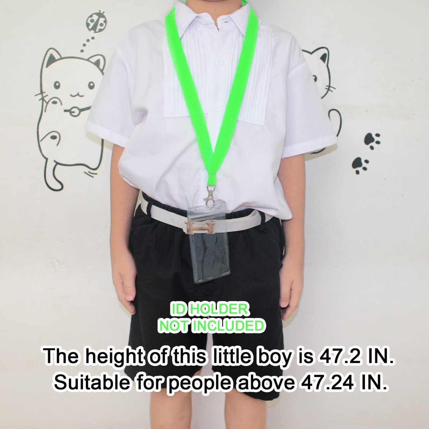 CANWELUX 100 Pack Bright Neon Green Lanyard for ID Badges (NO Holder), Cruise Fluorescent Lanyard with ID Holder for Men, Women, Teens, School
