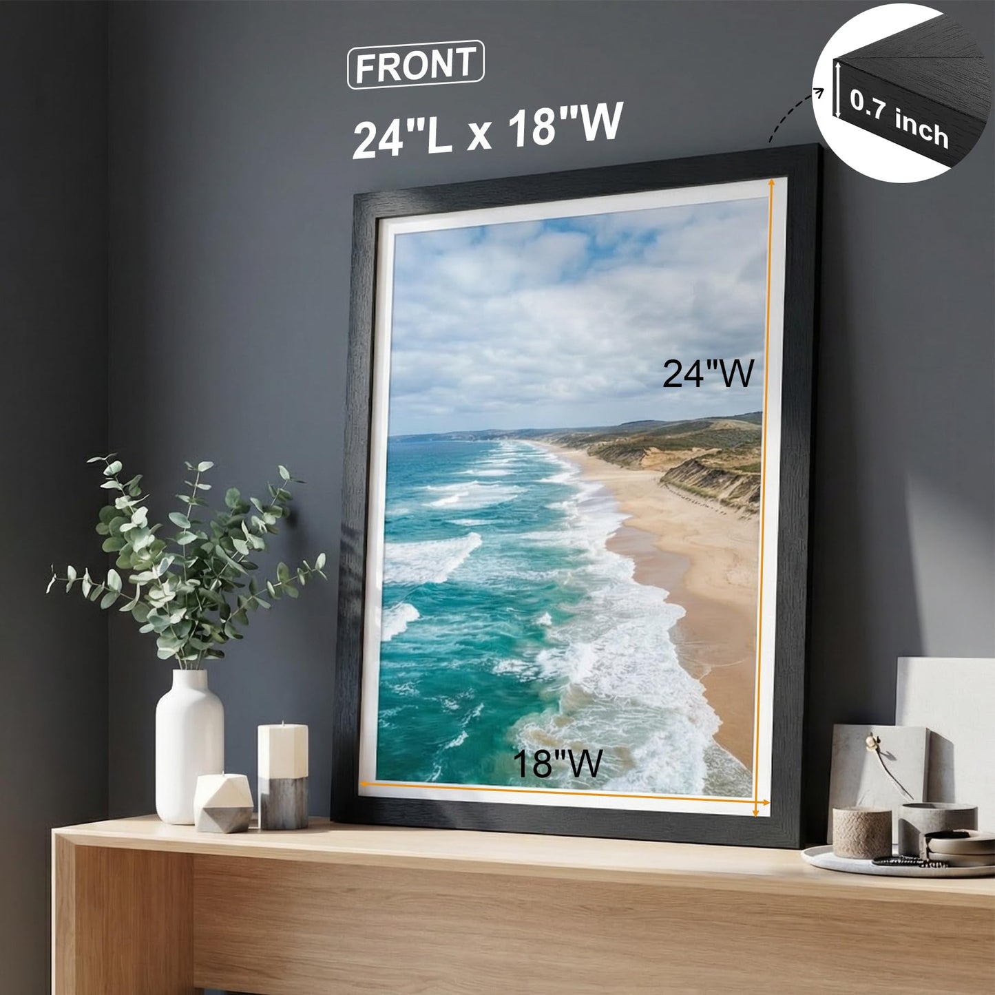 HOUSE DAY Poster Frames 18 x 24 MDF Wood and Polished Plexiglass 18x24 Frame without Mat or 16x20 with Mat, Horizontal or Vertical Wall Mounting 18 x 24 Poster Frame 18x24 Poster Frame Black Frames for Large Size Picture 3 Pack