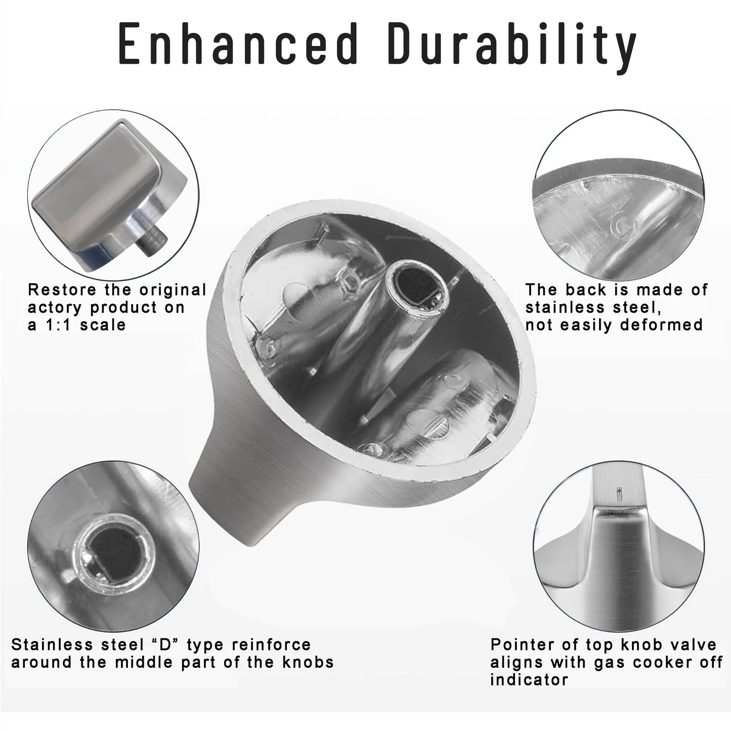 Upgraded W11366438 Stove Knobs Replacements for Whirlpool Gas Ranges WCG55US0HS00, WCG55US6HS00, WCG77US0HS00, Oven Cooktop Control Burner Knobs, Durable & Easy Installation, 5 Pack (Not Univeral)
