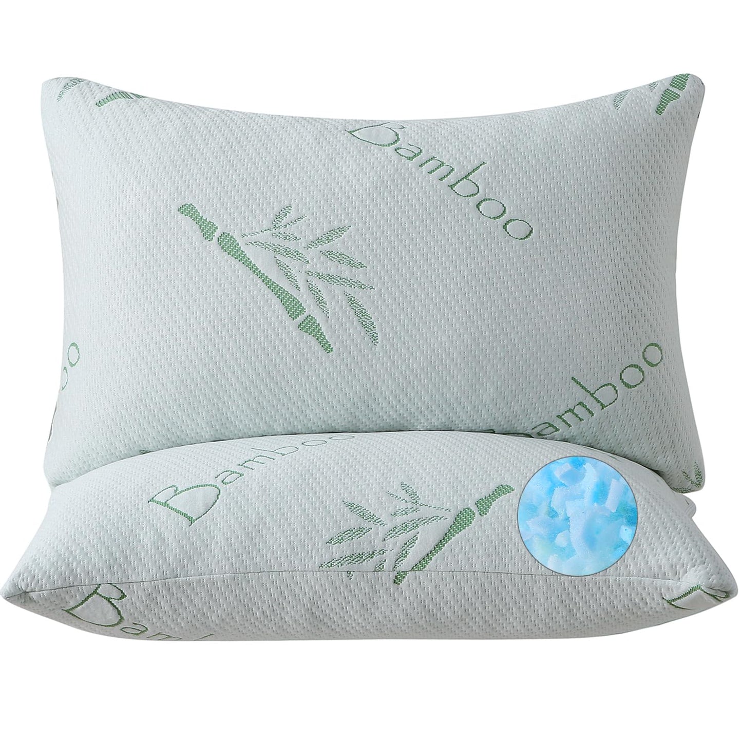 Memory Foam Pillows Queen Size set of 2, Shredded Memory Foam Bed Pillow for Sleeping, Adjustable Fluffy Pillow with Cooling Breathable Cover for All Sleepers, Hotel Quality Rest Pillow Queen 2 Pack